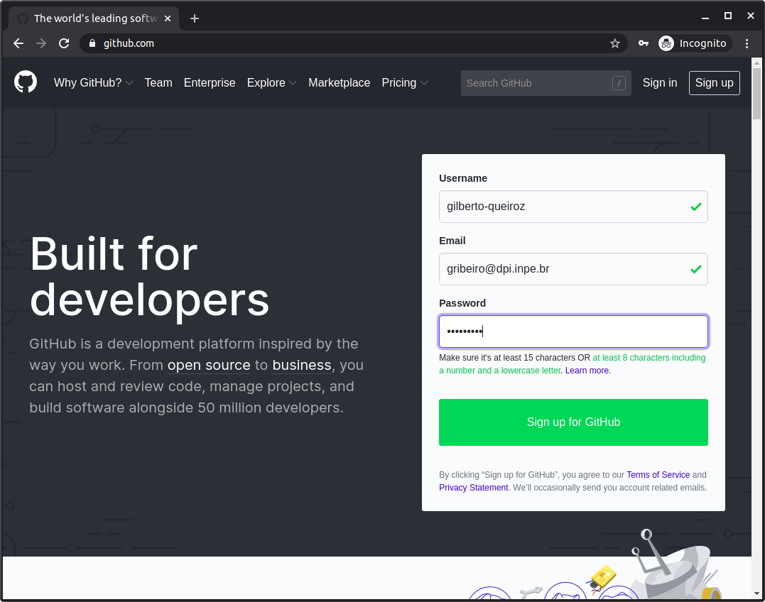 Criando uma conta no GitHub